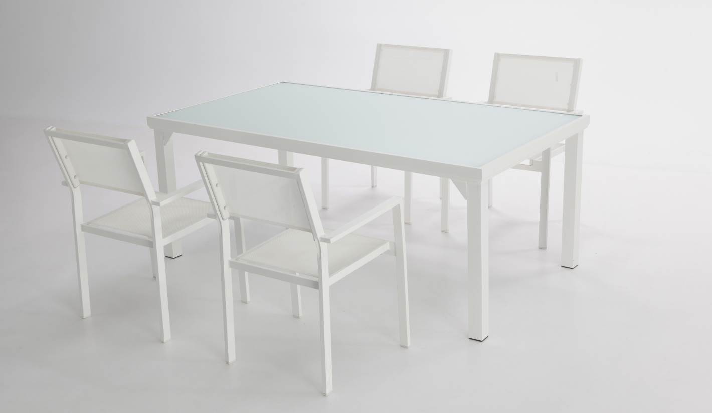 mesa jardín aluminio blanco